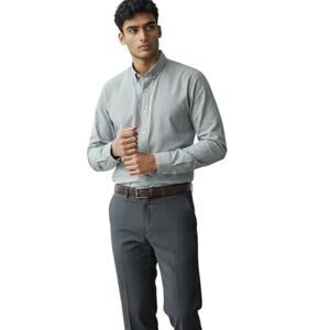Double Pump Men's Button down Dress Shirt, Gray, Size XL